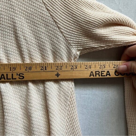 We The Free Cream Waffle Knit Thermal Swing Snowflake Fair Isle Raglan Tee Sz L - Picture 9 of 10